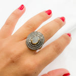 Load image into Gallery viewer, DR16. Diamond Sterling Silver Two-Tone Oval Ring with Gemstone