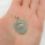 Load image into Gallery viewer, KSG73. 14k Solid Gold and Sterling Silver Shelf Eye Charm