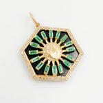 Load image into Gallery viewer, KG216. 14K Solid Gold Hexagon Moon Pendant