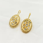 Load image into Gallery viewer, DE059. Diamond Sterling Silver Oval Dangle Earrings