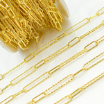 Load image into Gallery viewer, Gold Plated Diamond Cut & Smooth Paperclip Chains