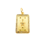 Load image into Gallery viewer, 14K Solid Gold Diamond Rectangle Pendant with Stars. GDP115