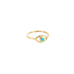 Load image into Gallery viewer, 14K Solid Gold Diamond and Turquoise Eye Ring