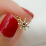 Load image into Gallery viewer, 14K Solid Gold Flower Charm with Diamonds and Gemstones. GDP408