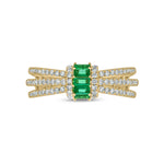 Load image into Gallery viewer, 14K Solid Gold Diamond and Emerald Ring.