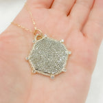 Load image into Gallery viewer, KSG59. 14k Solid Gold and Sterling Silver Black Rhodium Diamond Octagon Charm