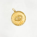 Load image into Gallery viewer, GDP108. 14K Solid Gold with Diamonds Circle Evil Eye Charm
