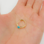 Load image into Gallery viewer, 14K Gold Turquoise Heart Hoops