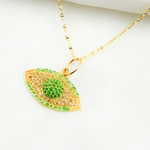 Load image into Gallery viewer, 14K Solid Gold Evil Eye Charm with Diamonds and Gemstones. GDP532