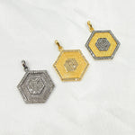 Load image into Gallery viewer, DP410. Diamond Sterling Silver Hexagon Pendant
