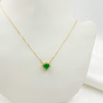 Load image into Gallery viewer, CN96330EM. 14K Solid Gold Diamond and Emerald Heart Necklace