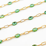 Load image into Gallery viewer, Buy Now 14k Gold Filled Olive Green Color Enamel Satellite Cable Chain