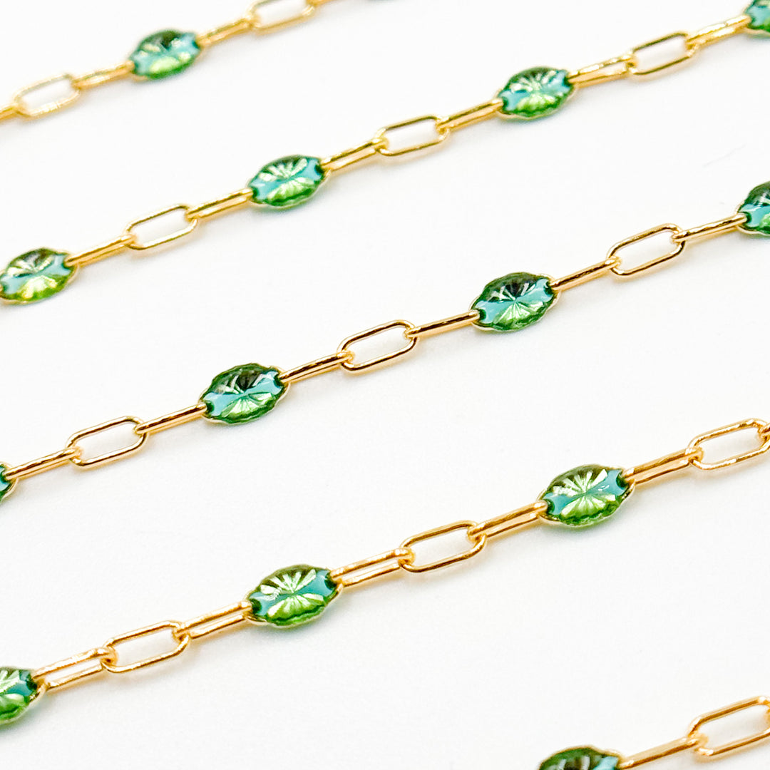 Buy Now 14k Gold Filled Olive Green Color Enamel Satellite Cable Chain