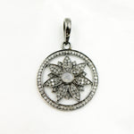 Load image into Gallery viewer, DP018. Diamond Silver Round Flower Pendant