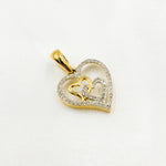 Load image into Gallery viewer, EJP1483. 14K Solid Gold Heart Charm with Diamonds and Two Small Heart in the Center