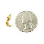Load image into Gallery viewer, GDP297. 14K Solid Gold with Diamonds Moon Shape Charm