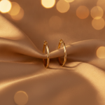 Load image into Gallery viewer, GER71. 14K Gold Hollow Hoop Earrings with Engraved Tornado Design