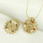 Load image into Gallery viewer, 14K Gold Circle Compass Charm with Diamonds and Stones. KG132