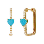 Load image into Gallery viewer, Solid Gold Diamond and Gemstone Heart Rectangle Hoop