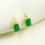 Load image into Gallery viewer, CE95814EM6X4. 14k Solid Yellow Gold Emerald & Diamond Dangle Studs