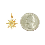 Load image into Gallery viewer, 14K Solid Gold Sun Charm with Diamonds. GDP137