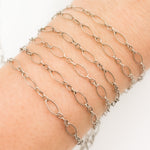Load image into Gallery viewer, Silver Hammered Oval and Smooth Round Links Chain
