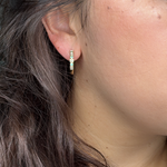 Load image into Gallery viewer, EHC56723EM. 14k Solid Gold Diamond and Emerald Hoops
