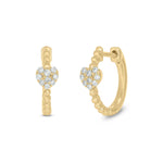 Load image into Gallery viewer, EHB57034. 14k Solid Gold Diamond Heart and Beads Hoops