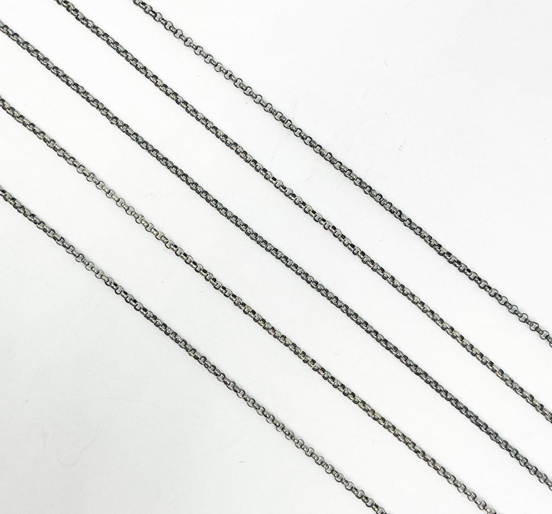 Oxidized 925 Sterling Silver Rolo Chain. 441OX