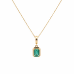 Load image into Gallery viewer, CMZ00366EM6X4. 14K Solid Gold Rectangular-Shaped Emerald Charm