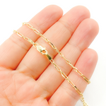 Load image into Gallery viewer, 14K Solid Gold Paperclip Long & Short Link Chain