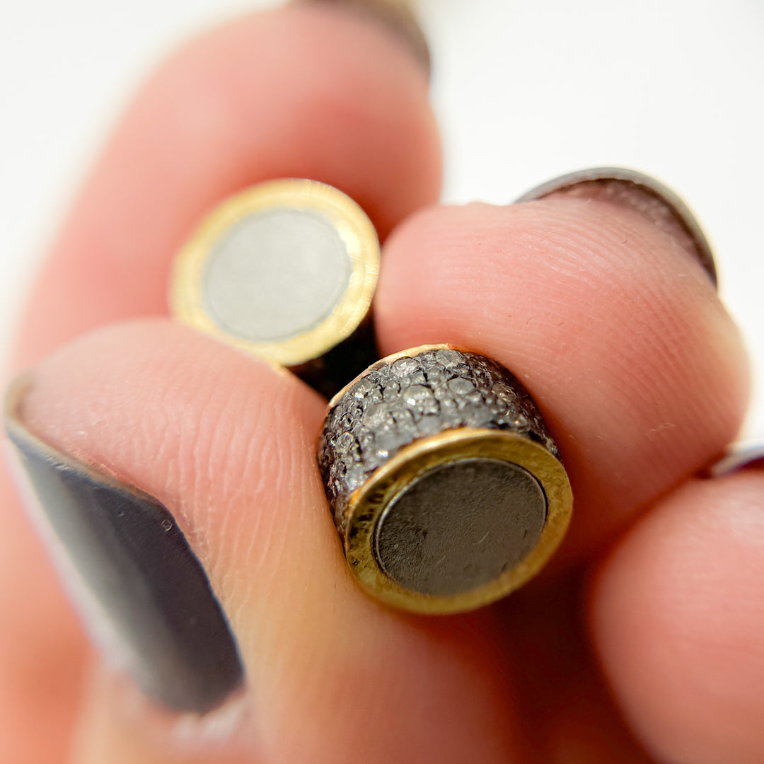 DC665. Diamond & Sterling Silver Magnetic Barrel Clasp