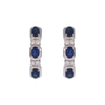 Load image into Gallery viewer, CE97504BS4X3. 14K Solid White Gold Blue Sapphire Oval Hoops