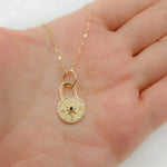 Load image into Gallery viewer, GDP369. 14k Solid Gold Diamond and Blue Sapphire Compass Charm