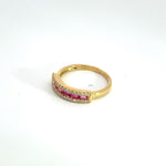 Load image into Gallery viewer, 14k Solid Yellow Gold Diamond Ruby Band Ring.