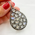 Load image into Gallery viewer, DSP022. Diamond Sterling Silver Drop Pendant With Gemstone