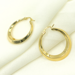 Load image into Gallery viewer, GER131. 14K Solid Gold Hollow Hoop Earrings