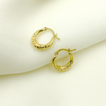 Load image into Gallery viewer, GER138. 14K Solid Gold Chunky Hoop with Engraved Flowers