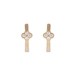 Load image into Gallery viewer, EHB57318. 14K Solid Yellow Gold Diamond Huggie Hoop Earrings