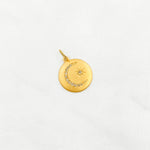 Load image into Gallery viewer, GDP105. 14K Solid Gold Diamond Circle Charm with Moon and Star