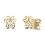 Load image into Gallery viewer, EFA54277. 14K Solid Gold Diamond Paw Studs