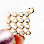 Load image into Gallery viewer, sterling silver square connector with White gemstones