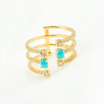 Load image into Gallery viewer, 14k Solid Gold Diamond Turquoise Ring.
