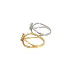 Load image into Gallery viewer, 14k Solid Gold Diamond Flower Cross Band Ring.