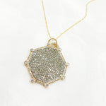 Load image into Gallery viewer, KSG59. 14k Solid Gold and Sterling Silver Black Rhodium Diamond Octagon Charm