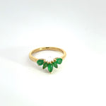 Load image into Gallery viewer, 14k Solid Yellow Gold Emerald Flower Ring.