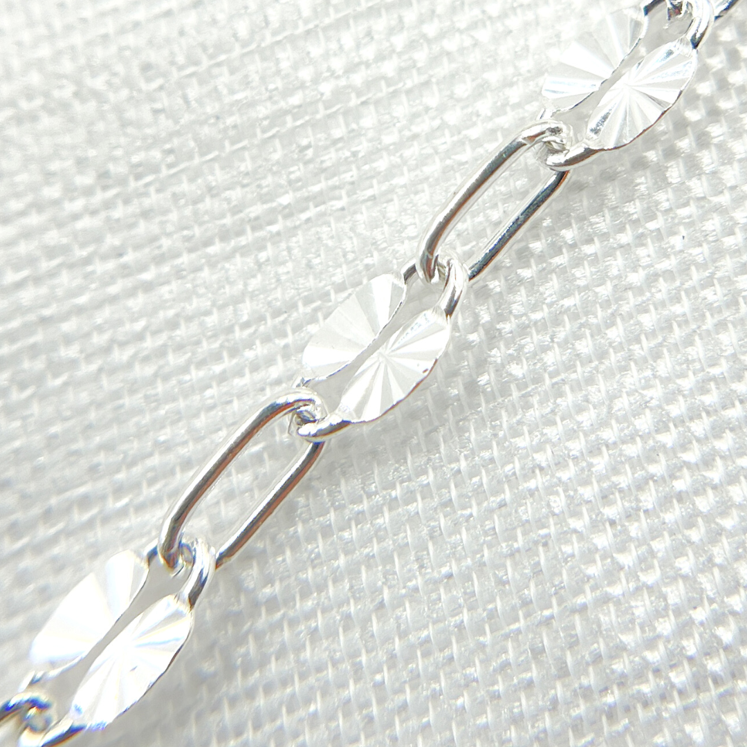 Sterling Silver Diamond Cut Marina & Smooth Oval Link Chains