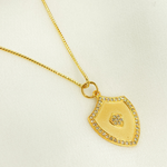 Load image into Gallery viewer, GDP61. 14K Solid Gold Shield Charm with Diamonds