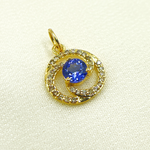Load image into Gallery viewer, 14K Solid Gold Diamond Circle Charm. GDP129