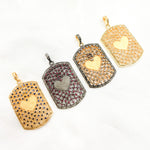 Load image into Gallery viewer, DP187. Diamond Sterling Silver Rectangle Heart Pendant with Gemstone